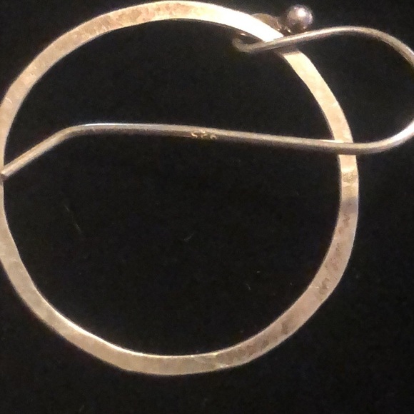 VTG Sterling Silver Hammered Design Circle Dangle Earrings Approx 1.2” - Picture 5 of 5